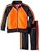 adidas Baby Boys' Tricot Zip Up Jacket and Pant Set, Dark Grey Orange, 9 Months