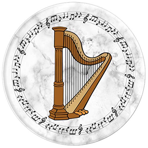 Harp Player Harpist Gift - Music Notes in Circle - Marble 3 - PopSockets Grip and Stand for Phones and Tablets
