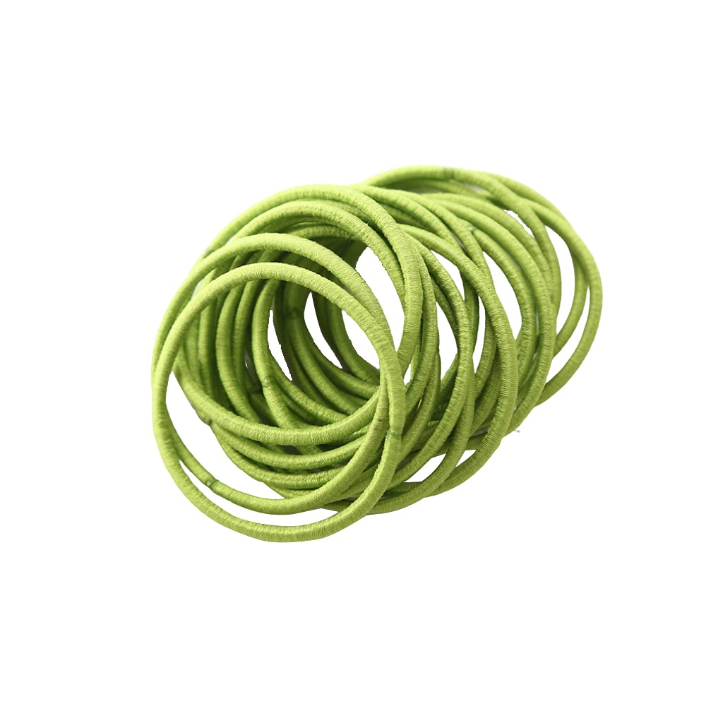 FEIFEI'S BOW 50Pcs Girls Women 2.5mm Thin School Uniform Endless Hair Elastics Bobbles Hair Ties Bands Ponios Ponytail Holders (Green)
