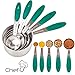 Measuring Cups and Measuring Spoons set by Chef U | Stainless Steel Measuring Cups and Spoons Set of 10 | Liquid Measuring Cup or Dry Measuring Cup Set | Stainless Measuring Cups | Nesting (Teal)