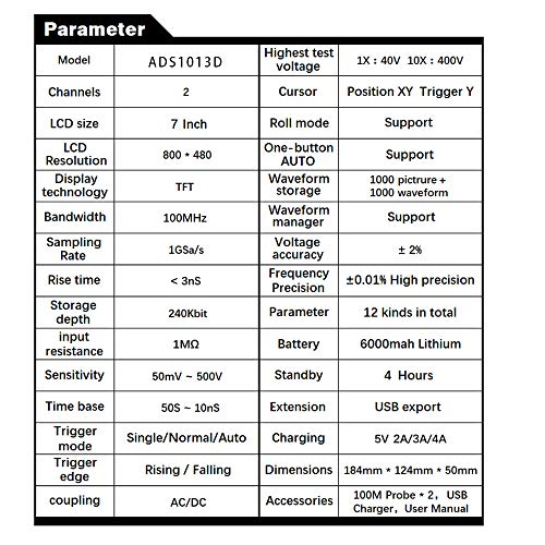 Tablet Oscilloscope,Digital Touch Screen Storage Oscilloscope Kit,with 2 Channel 100Mhz