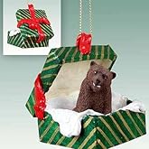 Grizzly Bear Gift Box Christmas Ornament - Delightful!