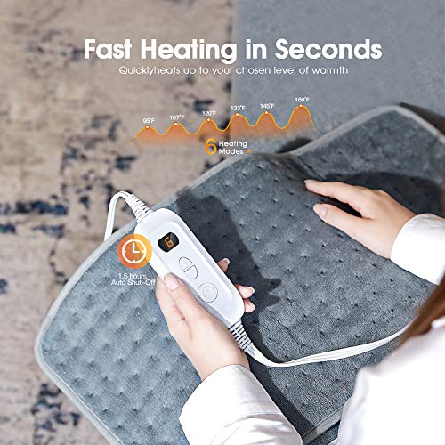 Toyuugo Heating Pad for Fast Back Pain and Cramps Relief, 12" x 24" Large Electric Heating Pad