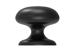 trust4care 4-Pack Matt Black Large Bifold Closet Door Knobs with Wide Base Backplate, Round Kitchen Cabinet Wardrobe Dresser Dummy Pull Knobs, 1-1/2 Inch Furniture Sideboard Drawer Handles