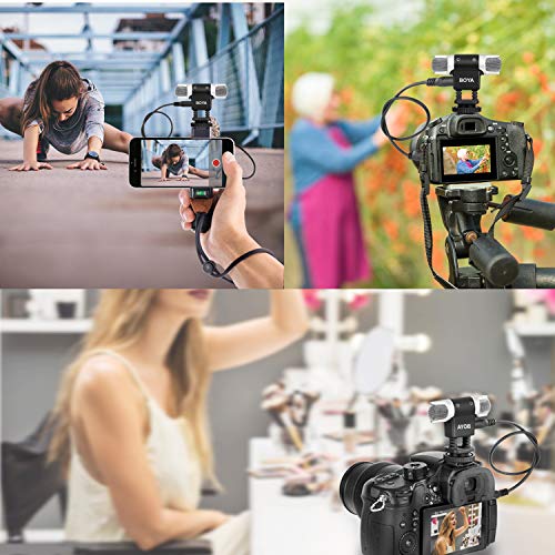 BOYA BY-MM3 Mini Condenser Stereo Shotgun Microphone with Left and Right Channel for iPhone 8 8 plus 7 7 plus iPad Air Laptop Windows DSLR Camera Camcorders Podcast Micro Film - Thumbnail 2