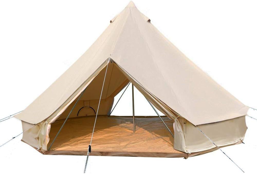 SportTent 4-Season Camping Cotton Canvas Bell Tent Wall Hunting Tent with 2 Doors and Stove Jack Hole