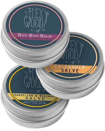 The Ilex Wood - Herbal Salve Gift Set - 100% Natural Handmade, Cruelty & Plastic Free. Skin irritation, scrapes, bites, stings soothes rashes, itching, dry skin, eczema, chapped hands. 3 x 100ml