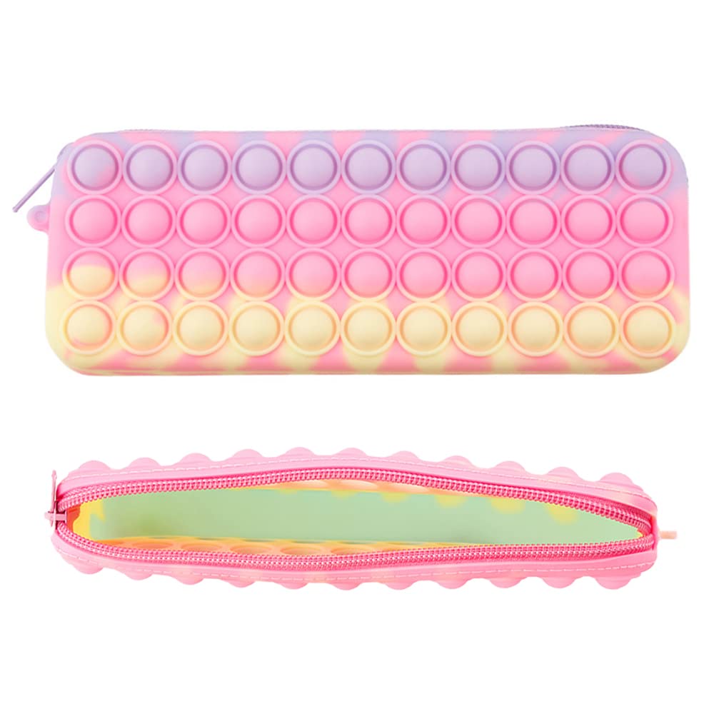 YALIHAIXIA POP Pencil Case Children's Silicone Toy Stress Relief Pen Pouch Pen Pouch Holder Box Pencil Case Suitable for Boys and Girls Christmas Presents New Year Presents School Students