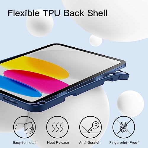 JETech Funda para iPad (A16) 11.ª/10.ª Generación (2025/2022), Slim Tableta Cover con Suave TPU Trasera Carcasa con Auto-Sueño/Estela (Marino)