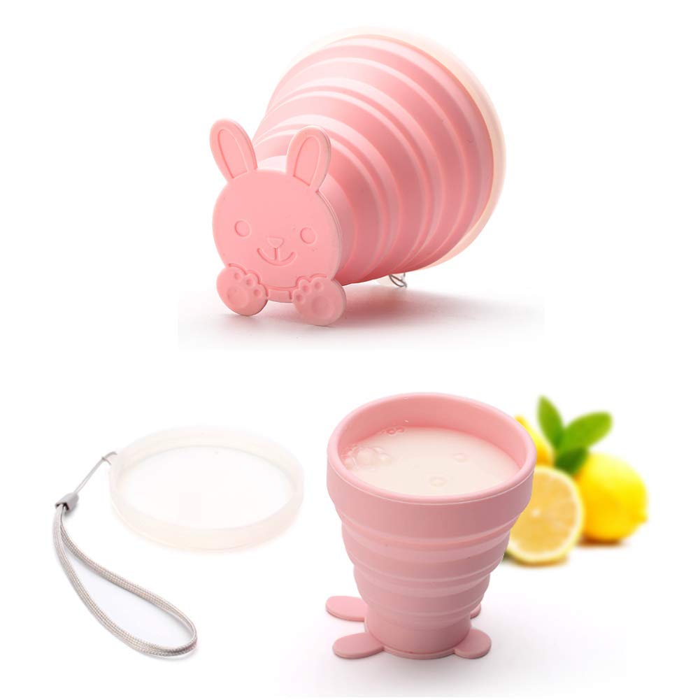 Flysea Collapsible Travel Cup, 2 Pack Silicone Folding Camping Cup with Lids, Expandable Portable Drinking Mug for Outdoor Hiking Picnic - BPA Free, 6.76oz