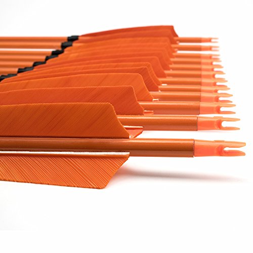 Archery sharly 31" Carbon Hunting Targeting Arrows with 5" Orange Feather Fletching for Traditional Recurve and Long Bow (12 Pack)
