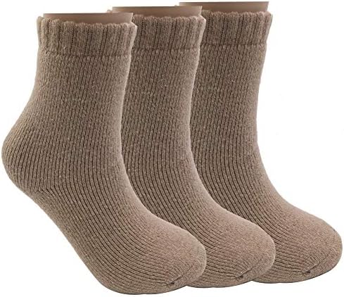 Ifsun ３足組 レディース 冬 ウール靴下 防寒ソックス 無地 極厚 裏起毛 女性用 冷え取り 暖かい 作業 抗菌防臭 自宅 睡眠 22 25