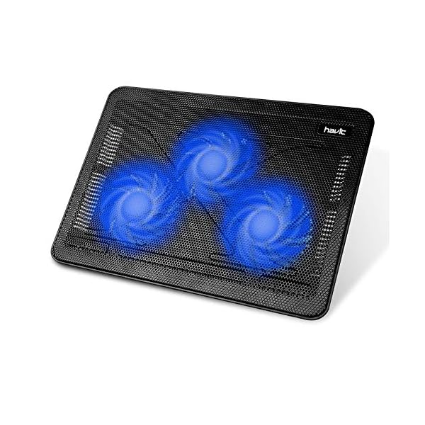 havit Cooling Pad 12"-17" Laptop Cooler with 3 Ultra Quiet Fans, Ergonomic Comfort Notebook Cooler with 2 USB Ports, HV-F2056