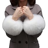 Tongcloud 1 Pair Faux Fur Wrist Cuffs Winter Fox Furry Wristbands Fluffy Fur Cuff Bracelets Arm Warmers for Cosplay Halloween