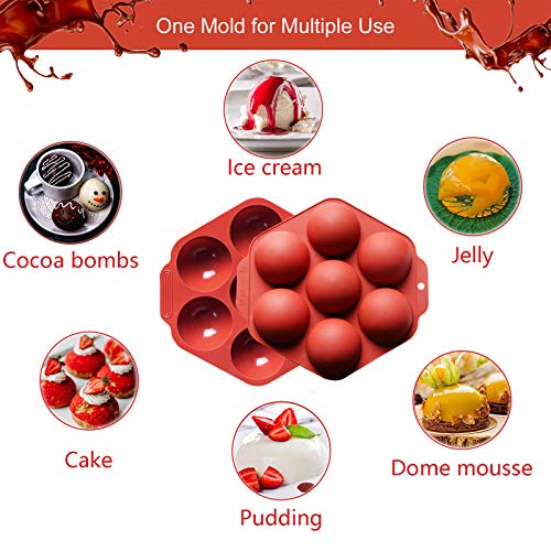 Large 7 Holes Hot Chocolate Bomb Mold, Silicone Molds for Making Hot