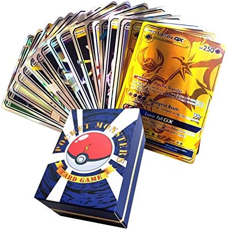 getherad 120Pcs Poke Cards, Holo EX Full Art TCG Style Card, Include 30 Team Up, 50 Mega, 20 Trainer, 20 Ultra Beast GX Card, For Collections And Children's Toys