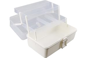 Hlotmeky Art Supply Box Sewing Box 3 Layers Craft Organizers and Storage with Handle Tool Box Tackle Box Organizer