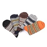 EBMORE Man Thick Wool Crew Winter Socks 5-Pack (Retro),Size 25- 27 cm