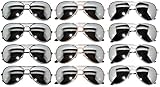 12 Pairs Classic Aviator Sunglasses Metal Gold Silver Black Colored Mirror Lens OWL