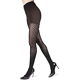 MeMoi Diamond Argyle Control Top Tights, Nylon Smoothing Tummy Control Tights, 60 Denier - Sizes Small to Queen 2