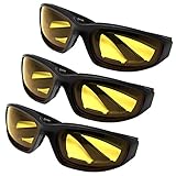 All Weather Protective Shatterproof Polycarbonate Motorcycle Riding Goggle Glasses 3 Pack Set Pouches NOT included (Night Ride Pack)