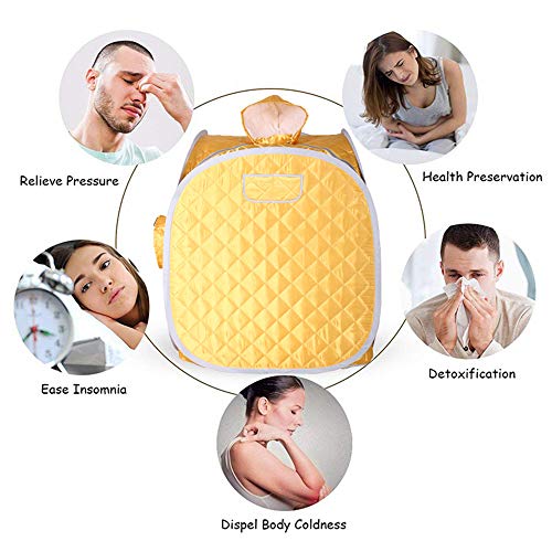 Smartmak Portable Steam Sauna, Personal at Home Remote Control 2L Steamer for Detox & Weight Loss Lightweight Double Person Spa Tent Indoor US Plug-Yellow