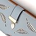 VODIU Women's Long Leaf Bifold Wallet Leather Card Holder Purse Clutch Wallet (4Blue)