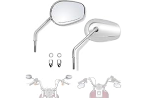 FOVPLUE Handlebar Mount Mirrors,Left & Right Side Long Stem Rearview mirrors for 1982-2025 Harley Models,for CVO Dyna Electra Glide Road Glide Road King Softail Street Glide Sportster 1200 883,Chrome