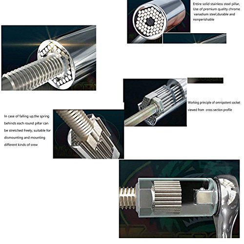 105 Degree Right Angle Screwdriver set Drill Hex Bit Socket Adapter,ETC 120A Professional 7mm-19mm Universal Multi Function Universal Socket,With Power Drill Adapter Tool Universal Repair Tools Silver