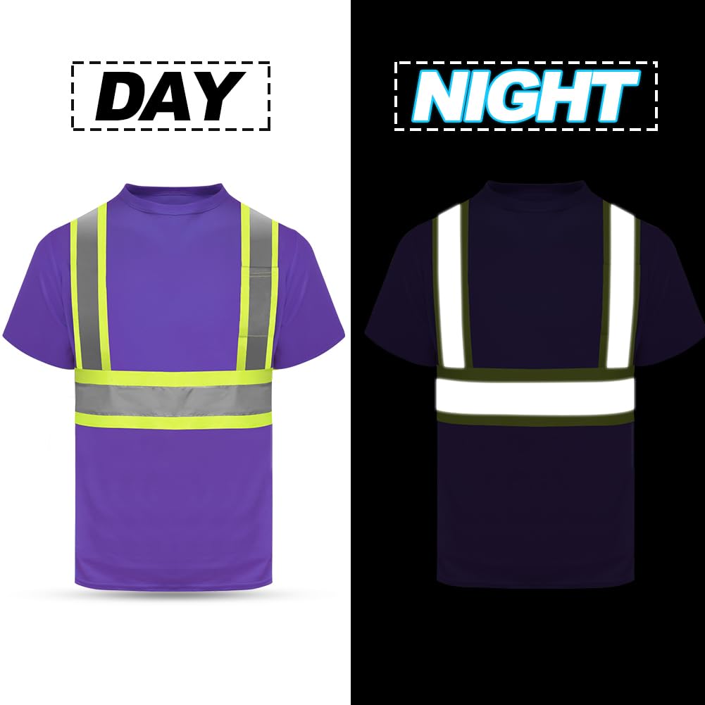 HYCOPROT Hi Vis T-Shirt Viz High Visibility Reflective Safety