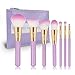 Terresa 7 Pieces Makeup Brushes Including Synthetic Blush Brush Foundation Brush and Contour Brush In A Cosmetic Makeup Brush Set for Beauty Face Powder Application with a Travel Bag - Purple