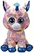 Ty 36890 Blitz Unicorn with Glitter Eyes, Plush Beanie Boo Plush Soft Toy – Blue/Multicoloured 42 cm