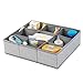 mDesign Soft Fabric 9 Section Dresser Drawer and Closet Storage Organizer for Child/Kids Room, Nursery, Playroom - Divided Large Organizer Bin - Herringbone Print with Solid Trim - Gray
