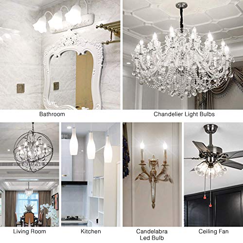 LEOOLS E12 Candelabra LED Bulbs Dimmable 60W Equivalent LED Chandelier Light Bulbs 6W Daylight White 4000K 700LM CA11 Vintage LED Filament Candle Bulb with Decorative Candle Base 6 Packs