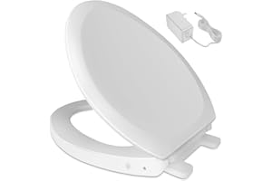 ZMJH S005-B3 Heated Toilet Seat with Night Light, Elongated, Toilet Seat Warmer, Soft Slow Close, Three Temperature Settings, Easy Installation, White