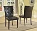 Roundhill Furniture Blended Leather Parson Dining Side Chairs with Espresso Legs, Black, Set of 2