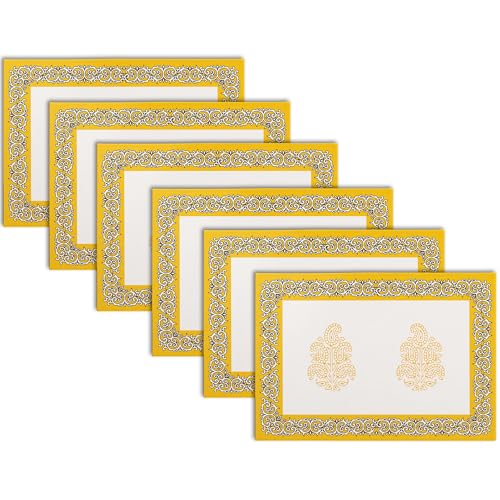 Encasa XO Block Print Placemats, Cotton Table Mats 18"x13" Yellow-01 at Amazon