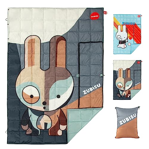 ZUBISU Down Alternative Camping Blanket - Water Resistant, Packable & Warm Outdoor Blanket for Travel, Park, Beach, Hiking & Camping(80