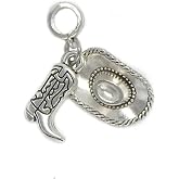 Cherityne Dangle Cowboy Hat and Boot Charms Bead for Bracelets