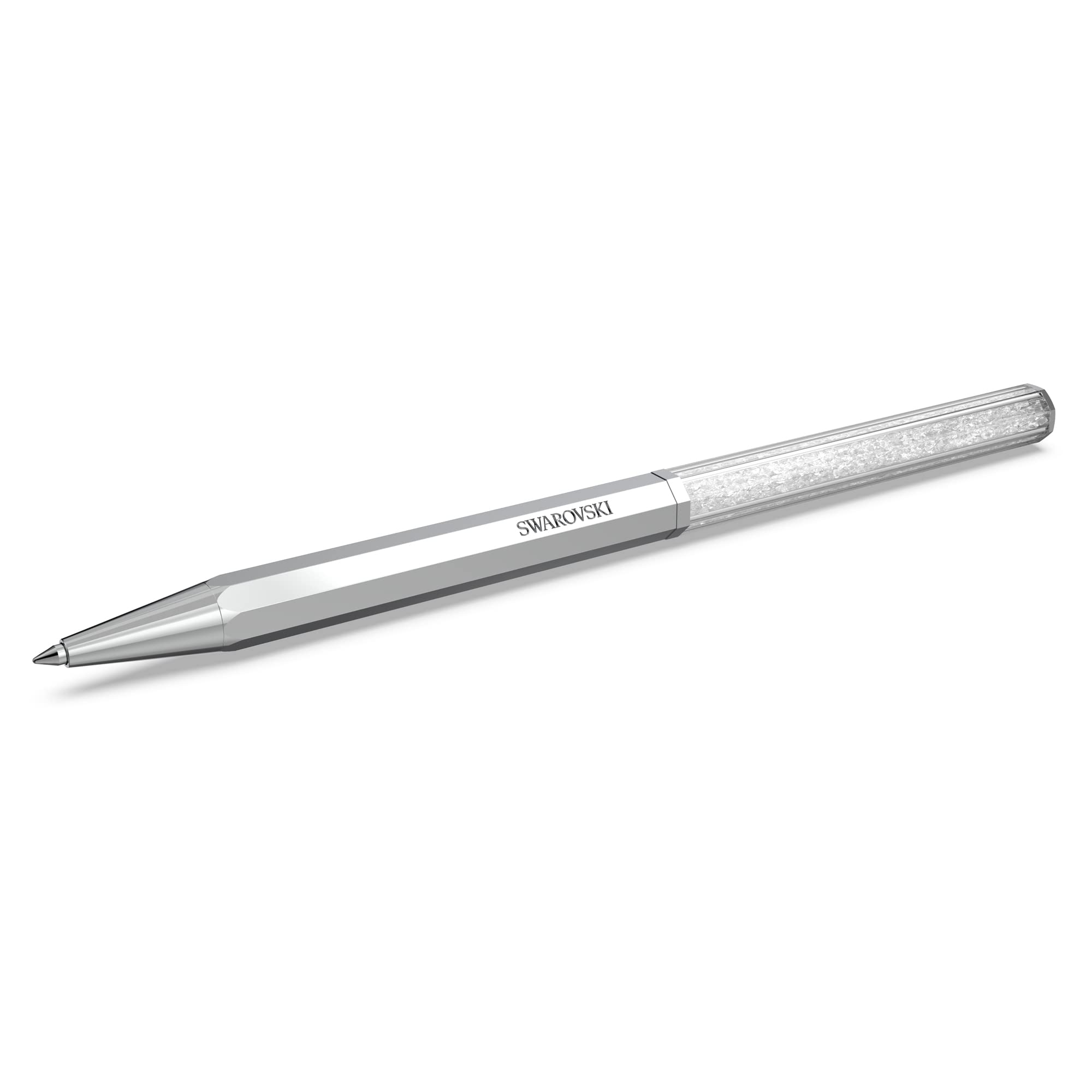 Swarovski Crystalline ballpoint pen, Octagon shape, Silver Tone, Chrome plated