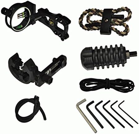 Tomixxx Upgrade Combo, 5 Pin Bow Sight with Level and Light, Arrow Rest, Stabilizer, Sling, Peep