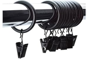 24PCS Black Durable Rustproof Curtain Clips Strong Metal Decorative Drapery Window Curtain Hook Hanger Ring with Clip Rustpro