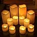 Indoor Outdoor Candles - Flameless LED Plastic Candle Set of 12, Water Resistant, Warm White and Color Changing Glow, Batteries Included