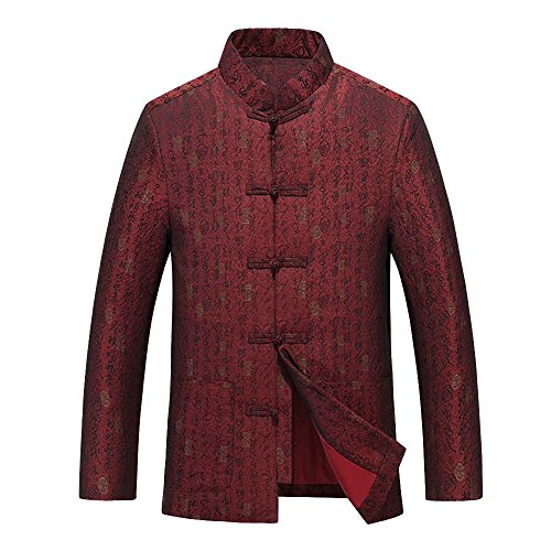 FangNer Men's Chinese Traditional Long Sleeve Tang Suit Autumn Thicker Cotton Clothes