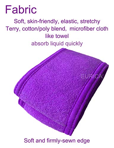 Spa Headband Hair Wrap EURICA Sweat Headband Head Wrap Hair Towel Wrap Non-slip Stretchable Washable Makeup Headband for Face Wash Facial Treatment Sport Fits AllÂ Purple Pack of 6