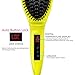 Gisala Metal Ceramic Heater Hair Straightening Brush,450℉/230℃,Auto Lock,Anti Scald,Adjustable Temperature,Instant Heat Up Hair Straightener(Light Yellow)