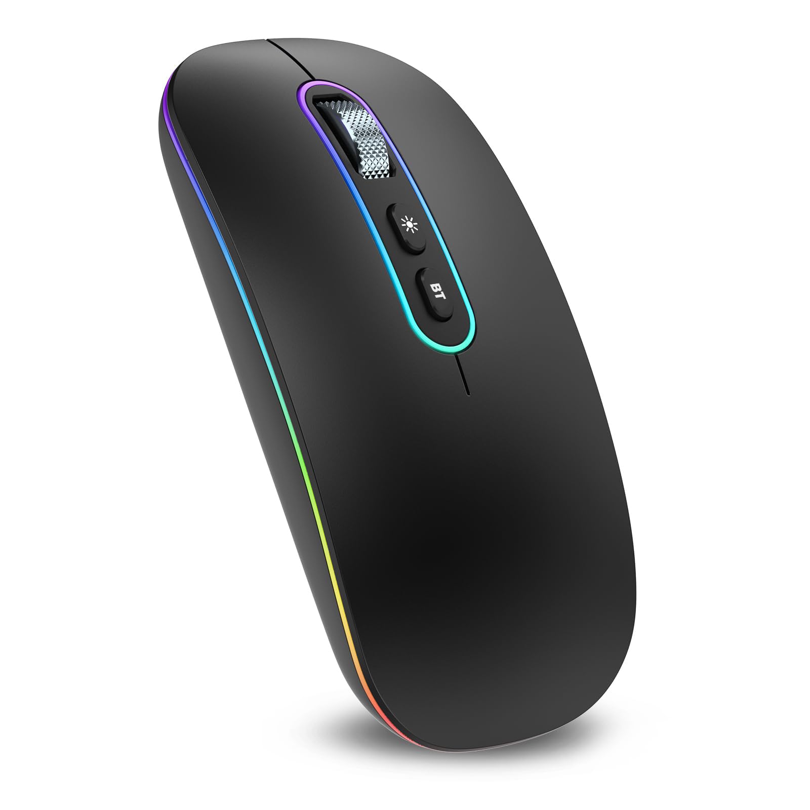 cimetech Bluetooth Maus kabellos (Bluetooth 5.1 + USB 2,4 GHz) LED Dual Mode- Wiederaufladbare Optische Office Funkmaus für Laptop MacBook Air Pro,iPad,Computer,Desktop, Mouse