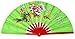 Medifier Chinese Kung Fu Tai Chi Fan Arts Dance/Practice Performance Bamboo Folding Fan Peony Flower Pattern (Green)