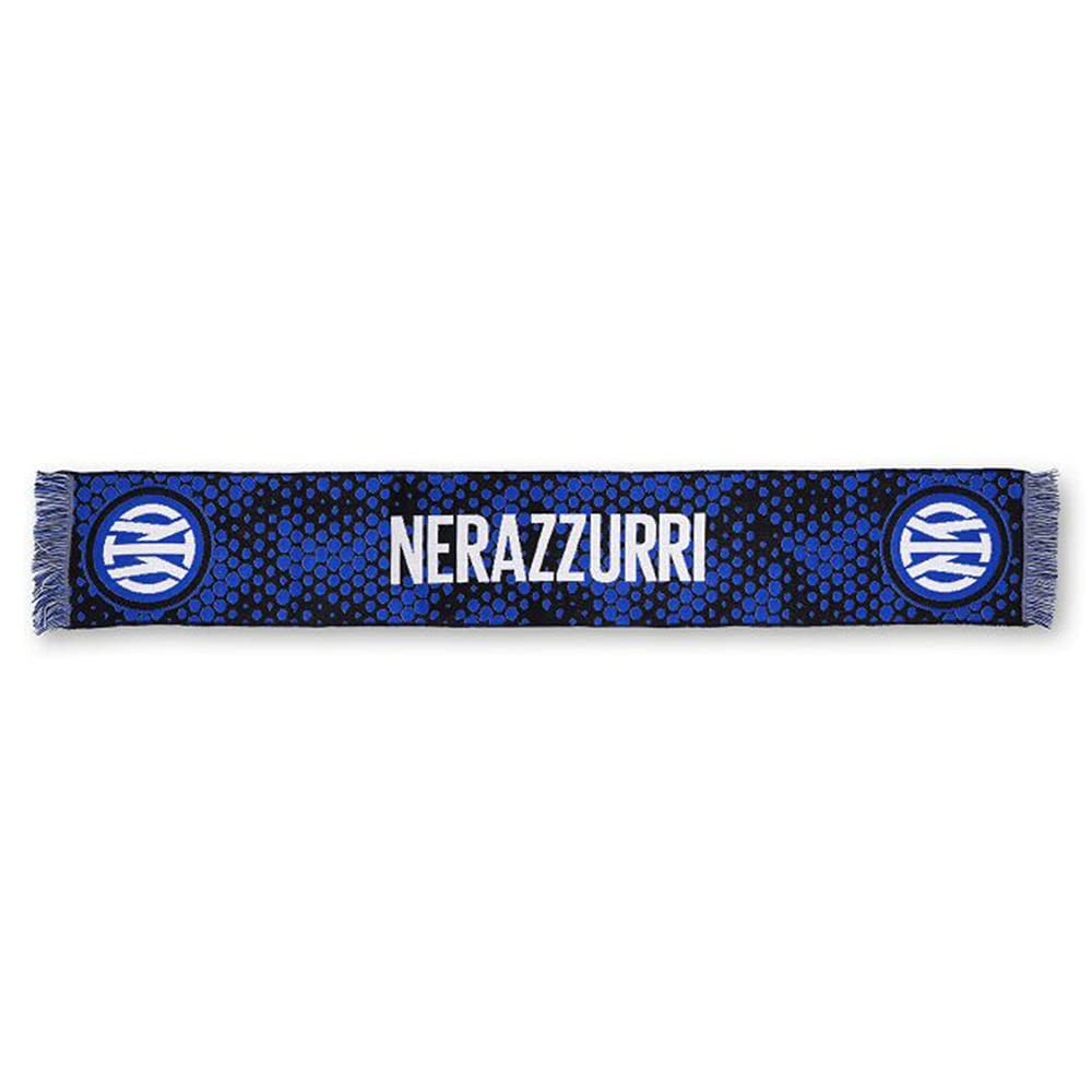 Inter New Jacquard Logo Scarf, Unisex Adult, Black/Blue, One Size