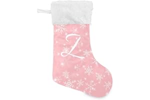 DOMIKING Letter Z Pink Large Christmas Stockings 1 Pack 17.1 Inches Fireplace Hanging Stocking Ornaments Xmas Decoration for Party Family Decor